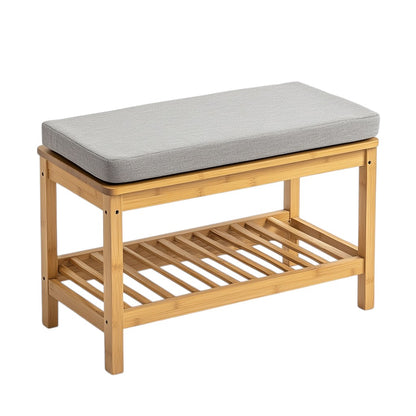 Kedrum Premium Natural Bamboo Cushion Shoe Bench