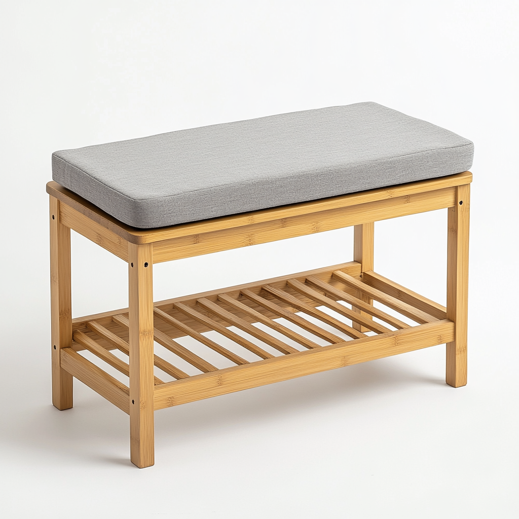 Kedrum Premium Natural Bamboo Cushion Shoe Bench