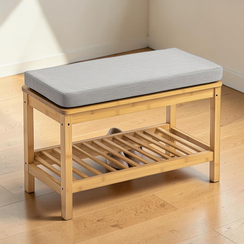 Kedrum Premium Natural Bamboo Cushion Shoe Bench